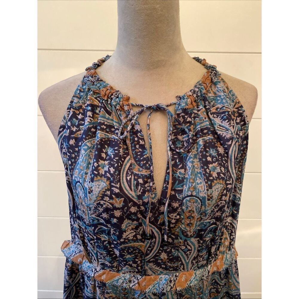 Caroline Constas Blue Paisley Halter Cotton Long Boho Maxi Dress M NWT/002 - Picture 9 of 13